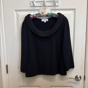 St. John Black Crew Neck Sweater Classic Knitwear